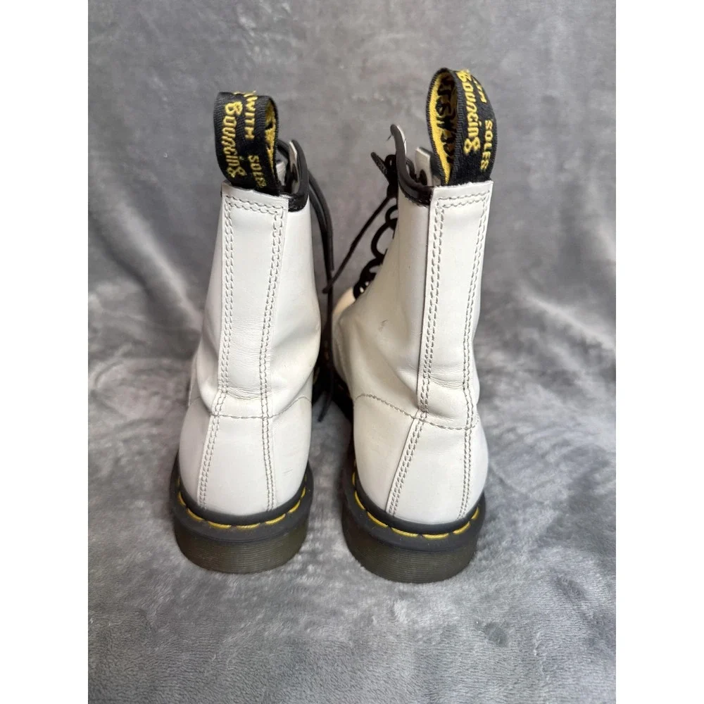 Dr. Martens Boots Womens Size 8 White 1460 Leather Ankle Combat Lace Up Docs - Picture 7 of 15